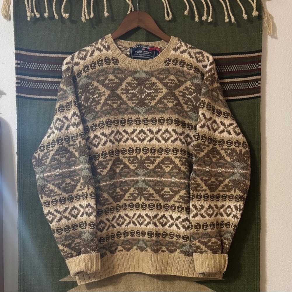 Polo Sport Ralph Lauren Vintage Patterned knit Sweater Silk linen cotton blend